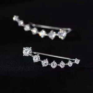 Silver Diamond Crawler Earrings